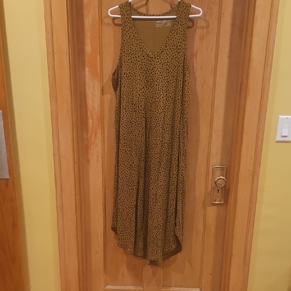 Eddie Bauer Mustard Yellow Leopard Print Nightgown/Hangout Dress